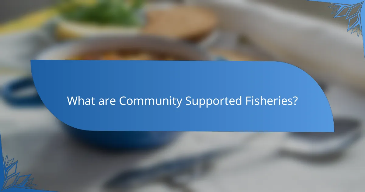 What are Community Supported Fisheries?