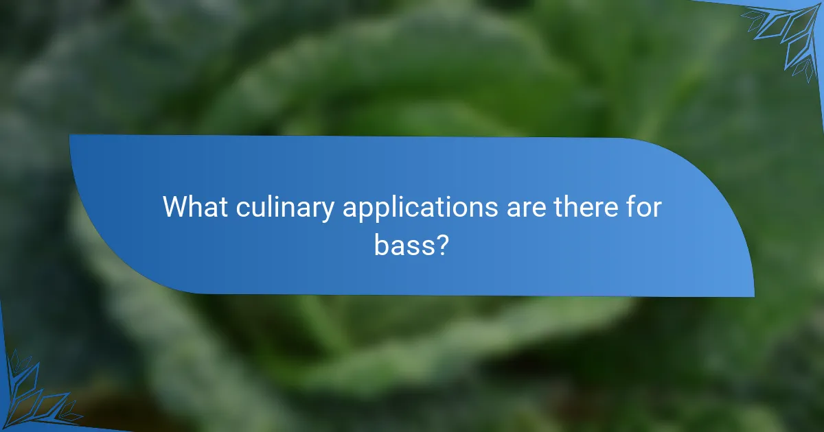 What culinary applications are there for bass?